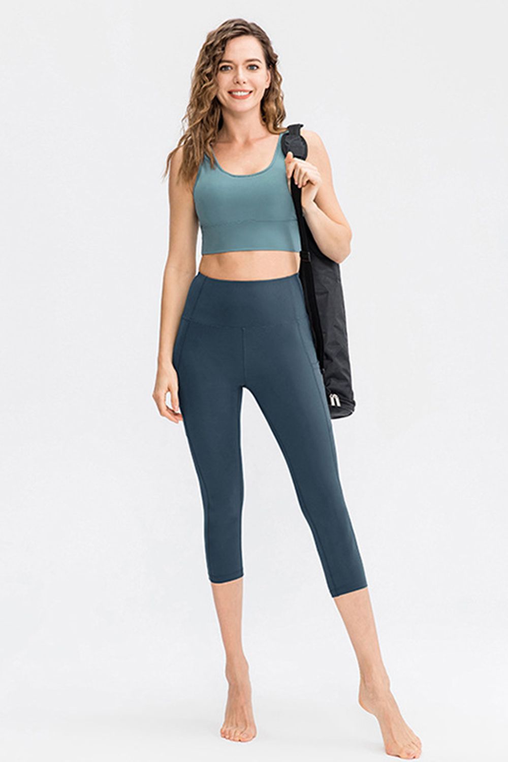 SabShape Wide Waistband Cropped Pocket Leggings