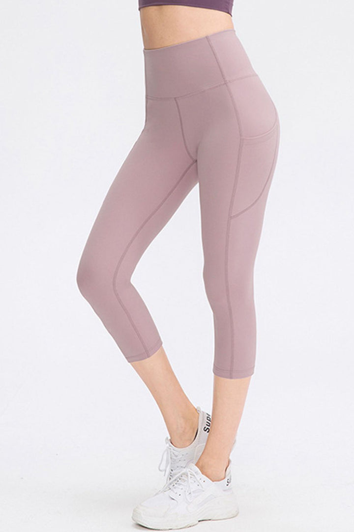 SabShape Wide Waistband Cropped Pocket Leggings