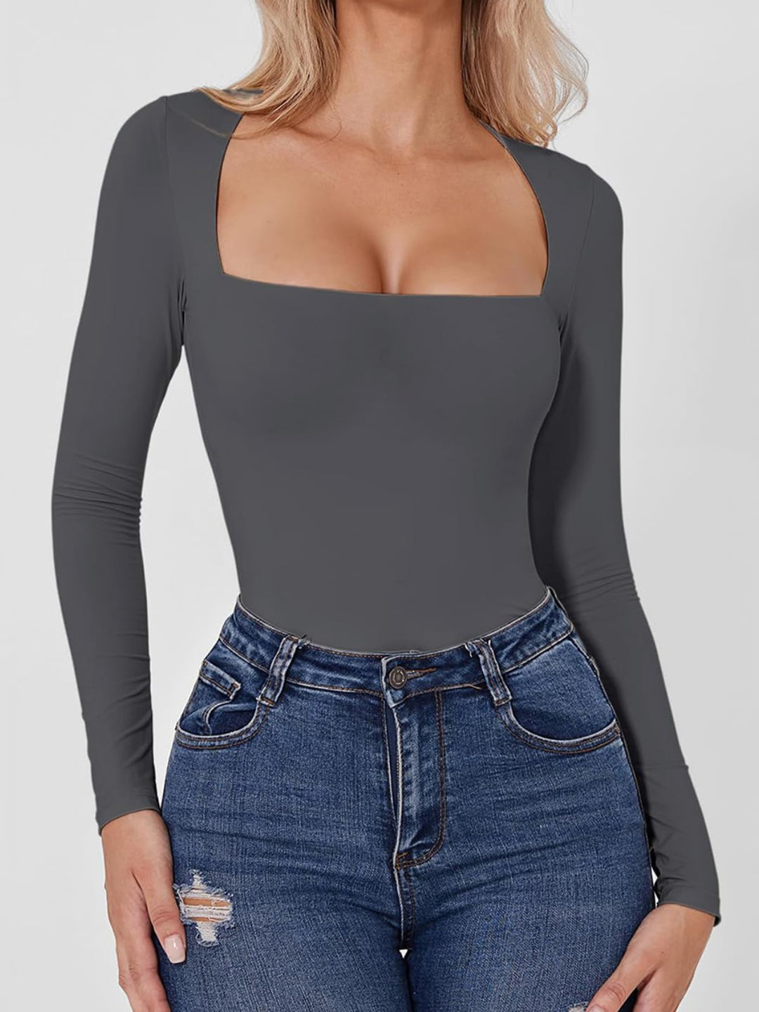 SabShape Square Neck Long Sleeve Bodysuit