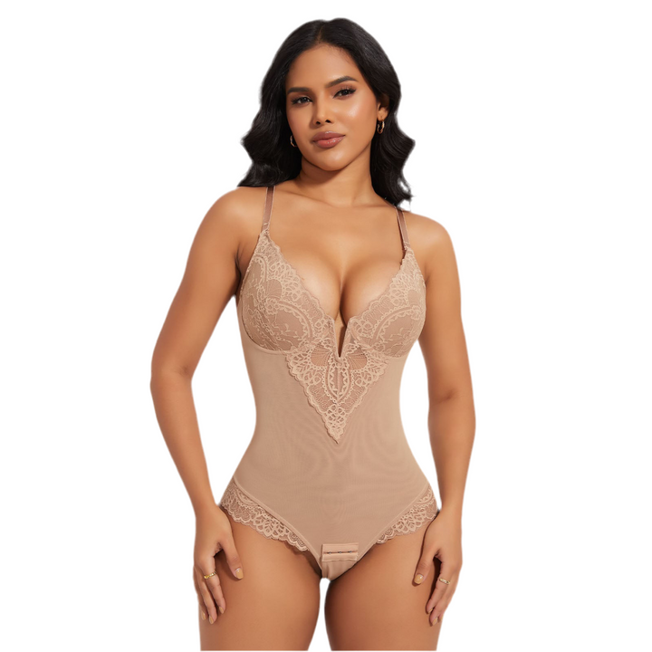 V-Neck Half Laced Bodysuit