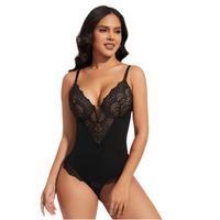 V-Neck Half Laced Bodysuit