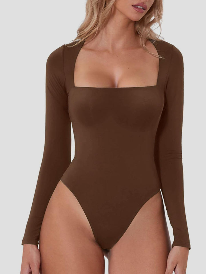 SabShape Square Neck Long Sleeve Bodysuit