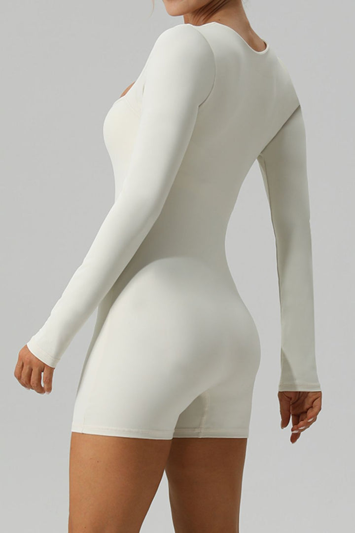 SabShape Square Neck Long Sleeve Active Romper